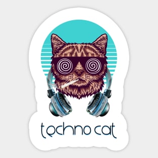 Techno Cat - Catsondrugs.com - Techno Party Ibiza Rave Dance Underground Festival Spring Break  Berlin Good Vibes Trance Dance technofashion technomusic housemusic Sticker